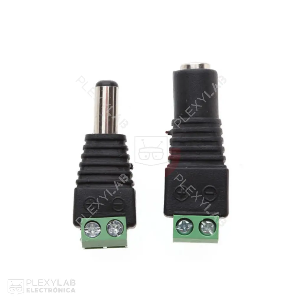 Par de bornera conector DC 5.5x2.1 mm Plug y Jack Macho y Hembra de alimentación