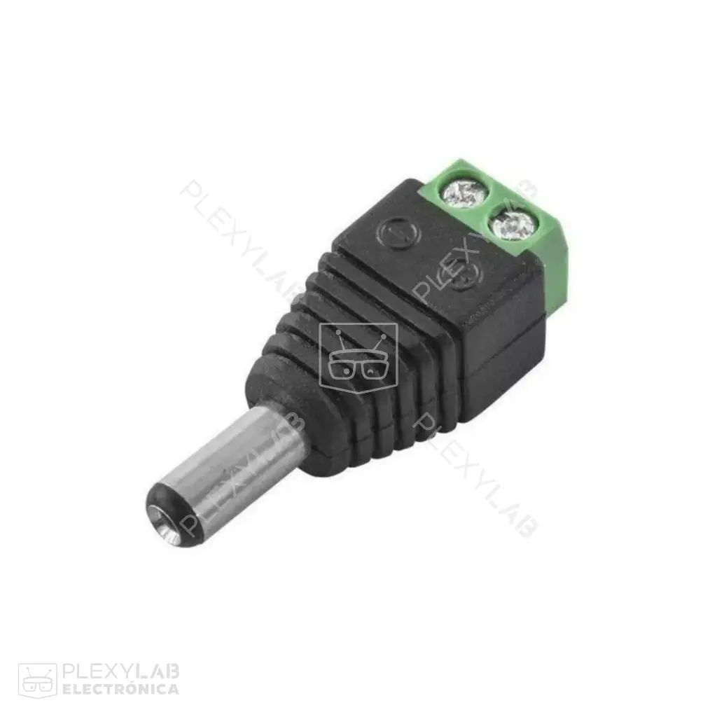 Bornera conector DC 5.5x2.1 mm plug macho de alimentación