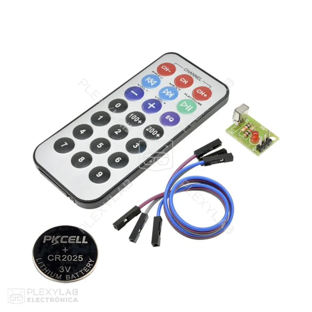 Módulo receptor infrarrojo IR HX1838 y control remoto IR con pila