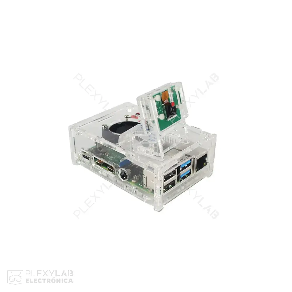 Kit cámara Raspberry Pi OV5647, incluye cámara OV5647 de 5 MP, cable Flex 15cm, soporte de acrílico, case RPi, ventilado