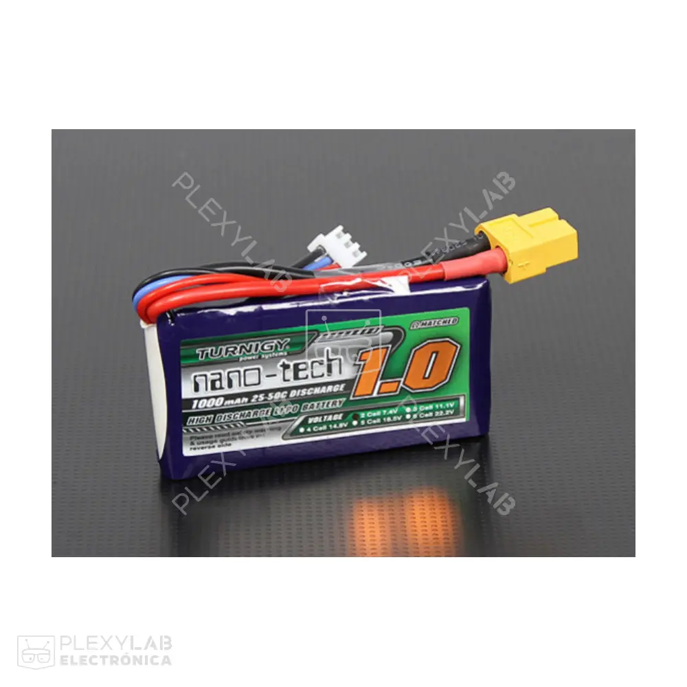 Batería de litio Lipo 2S 40C de 1000mAh Turnigy Nano-Tech de 7.4V 2 celdas