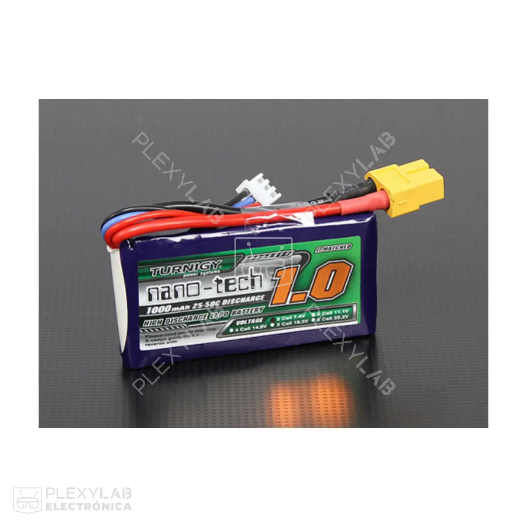 Batería de litio Lipo 2S 40C de 1000mAh Turnigy Nano-Tech de 7.4V 2 celdas