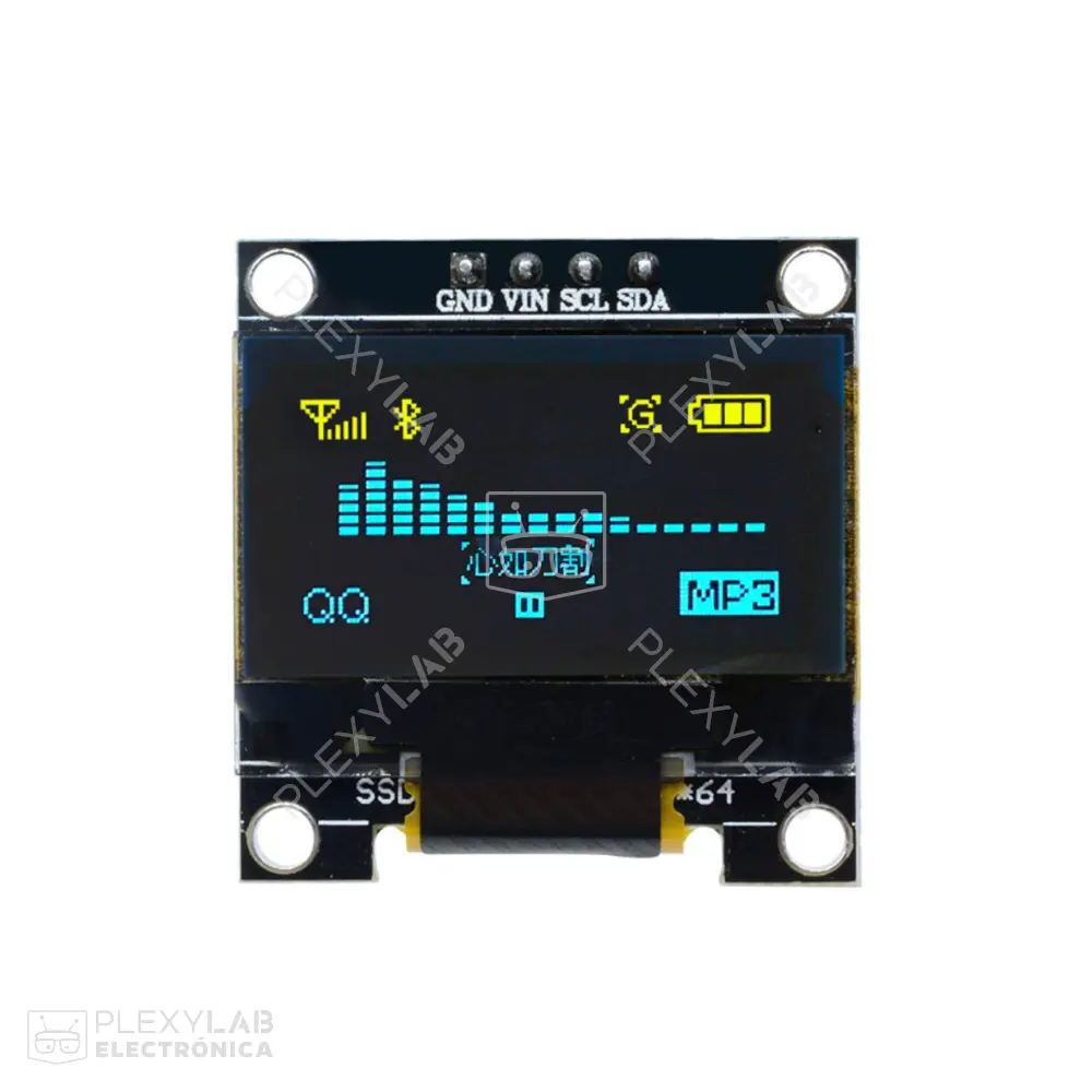 Pantalla LCD OLED SSD1306 I2C de 128x64 y 0.96", color amarillo y azul