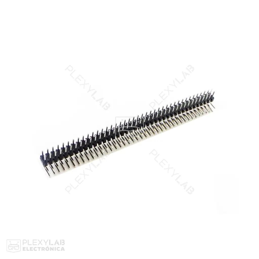 Peineta header macho doble en L, 90°, 2X40 pines, separación 2.54 mm