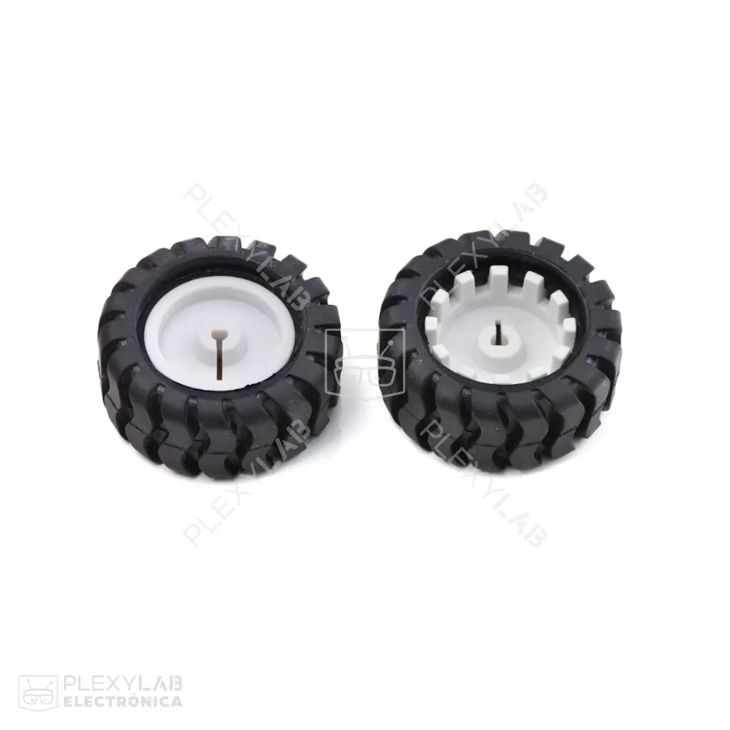 Par de ruedas, llantas Pololu 42x19mm, agujero eje 3mm tipo D