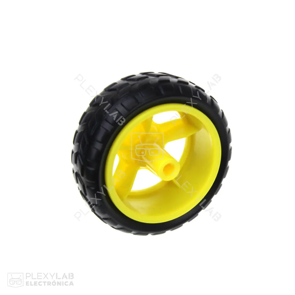 Rueda, llanta de 65 mm para motor reductor amarillo