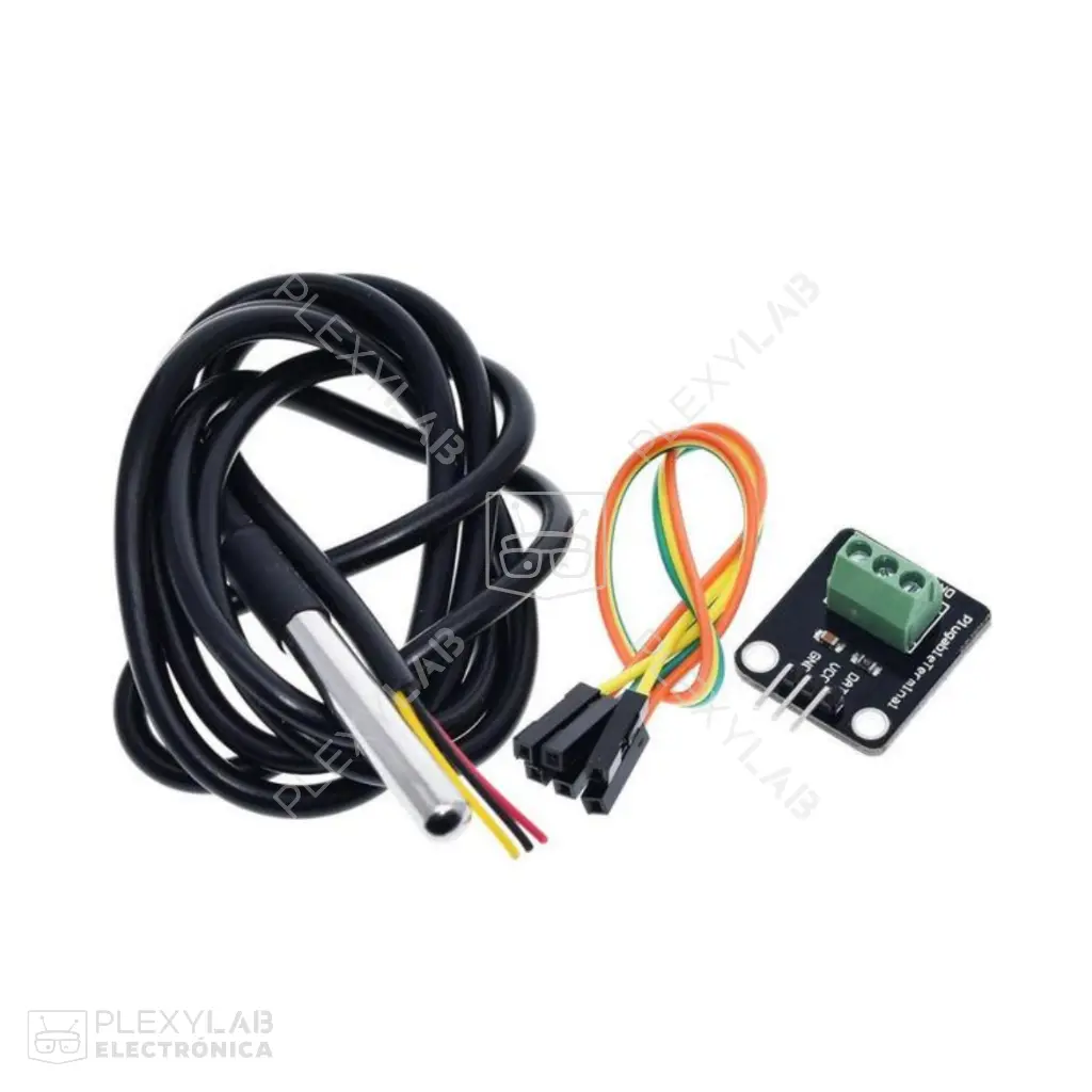 Sonda sensor de temperatura digital DS18B20 de longitud 1 metro con módulo adaptador