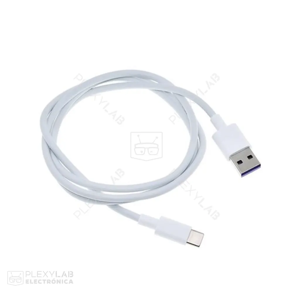 Cable USB Tipo C a USB para alimentación y datos, carga rápida 5 A, color blanco