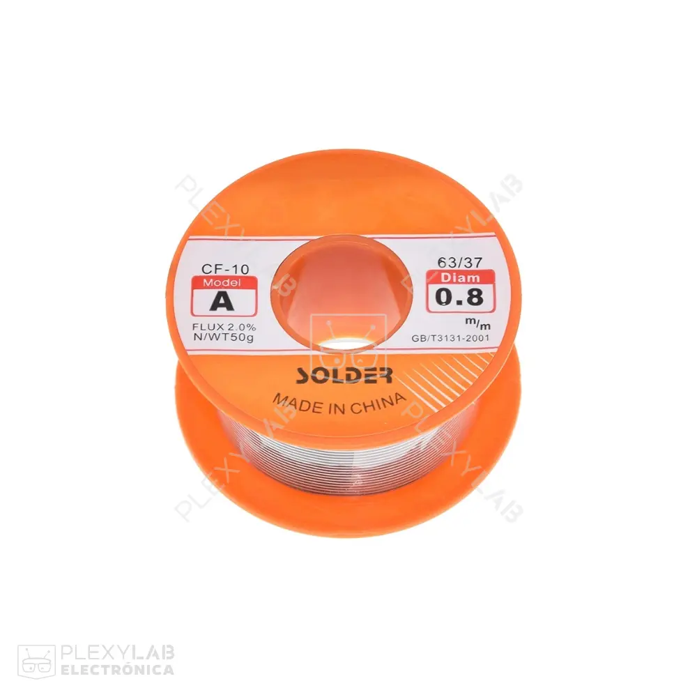 Rollo de estaño 50 gramos con flux 2%, aleación Sn63/Pb37, alambre de soldadura