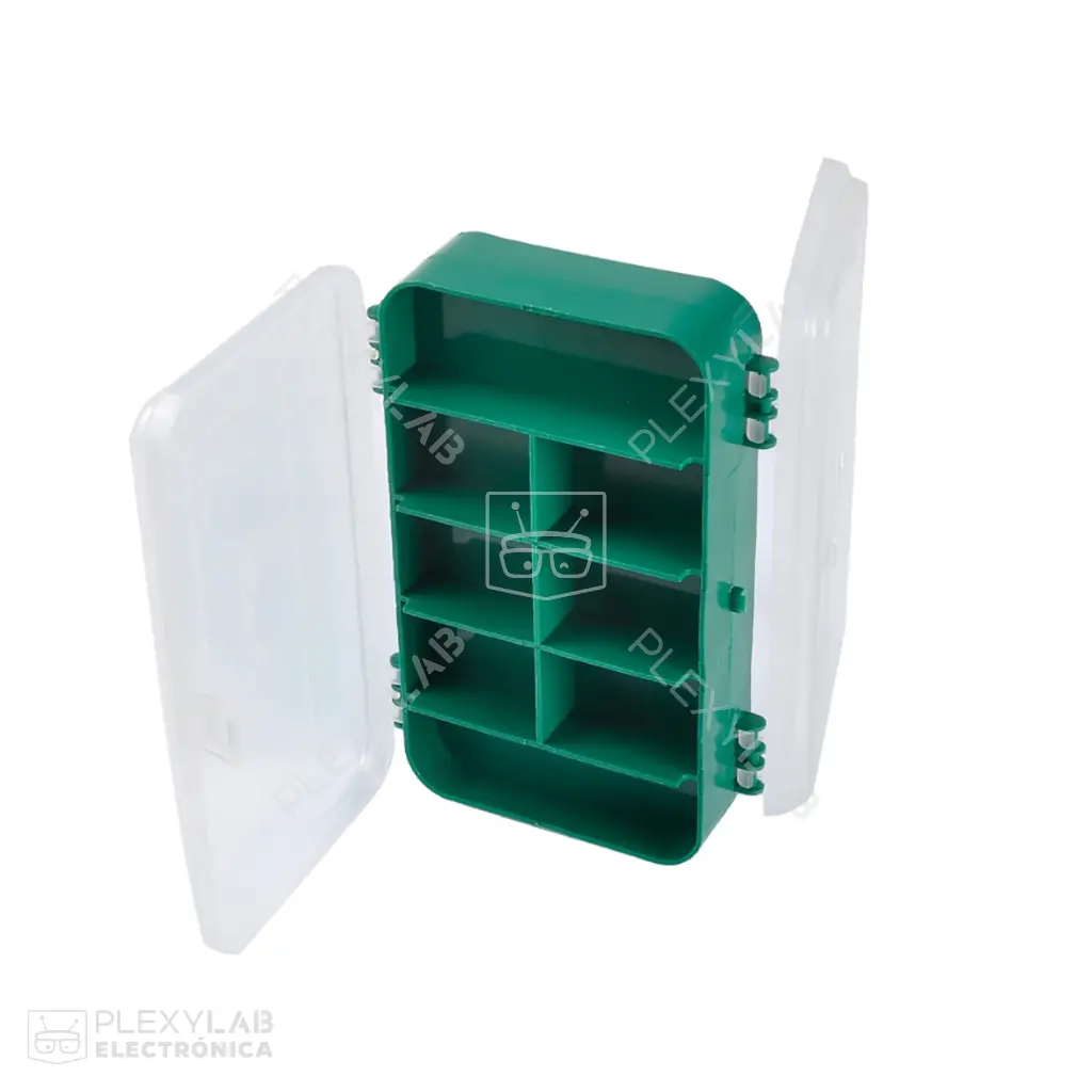 Caja plástica, organizador, para almacenamiento de componentes, dimensiones 160x92x44 mm