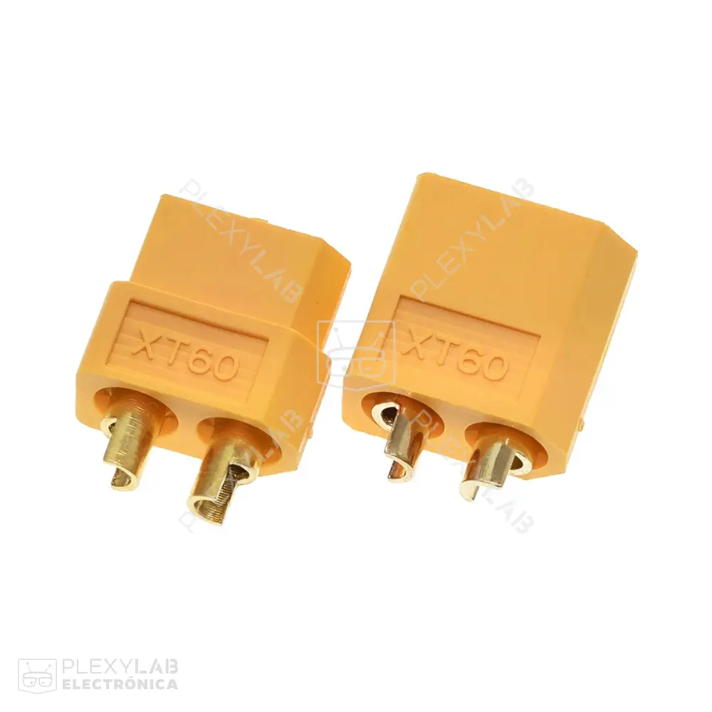 Par de conectores AMASS XT60U 2 pines Macho y Hembra, 20 A, para baterías LiPo