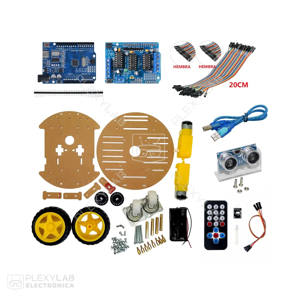 Kit robot con chasis 2WD circular carro para Arduino con sensor de ultrasonido