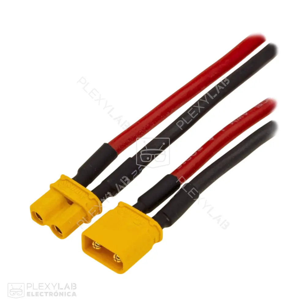 Par de cables con conector AMASS XT30U 2 pines, 15 A, aislante de silicona AWG 16, para baterías LiPo, longitud 15 cm