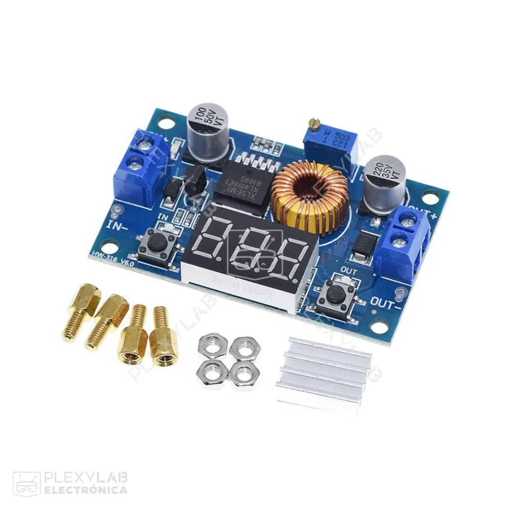 Módulo regulador de voltaje con display Step Down XL4015 5A DC-DC ajustable