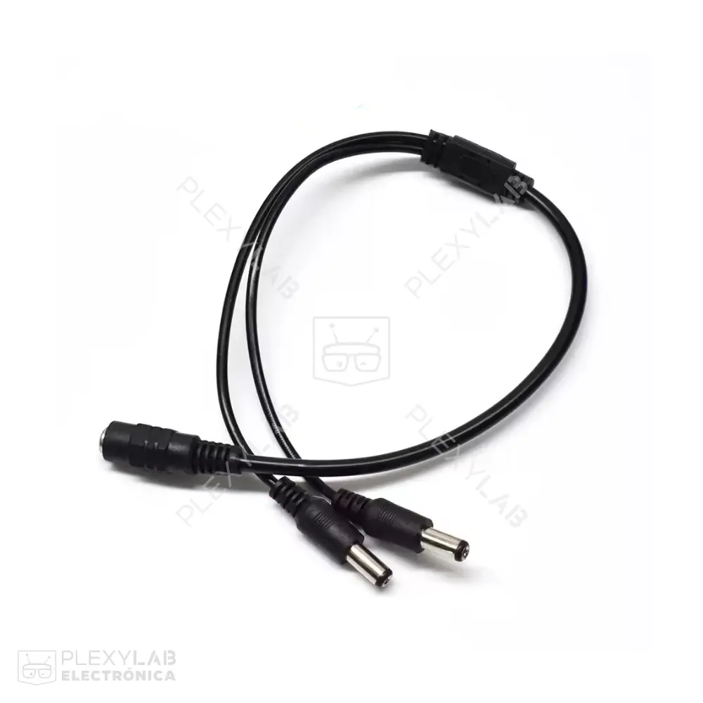 Cable divisor splitter de alimentación 1 conector hembra tipo Jack a 2 conectores macho tipo Plug, conectores DC 5.5x2.1 mm