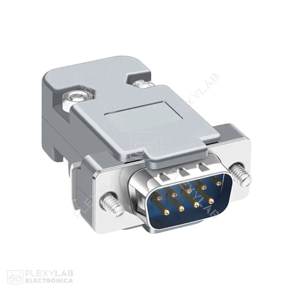 Conector DB9 macho con cubierta protectora para interfaz serial RS-232