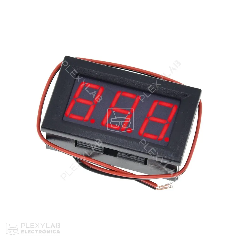 Módulo voltímetro digital pantalla LED color Rojo de 0.56 pulgadas, con case, para medición de voltaje en autos, motos y vehículos