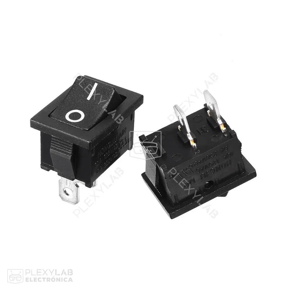 Interruptor switch KCD1 de 21x15 mm de 2 pines color negro, 6A/250VAC, 10A/125VAC