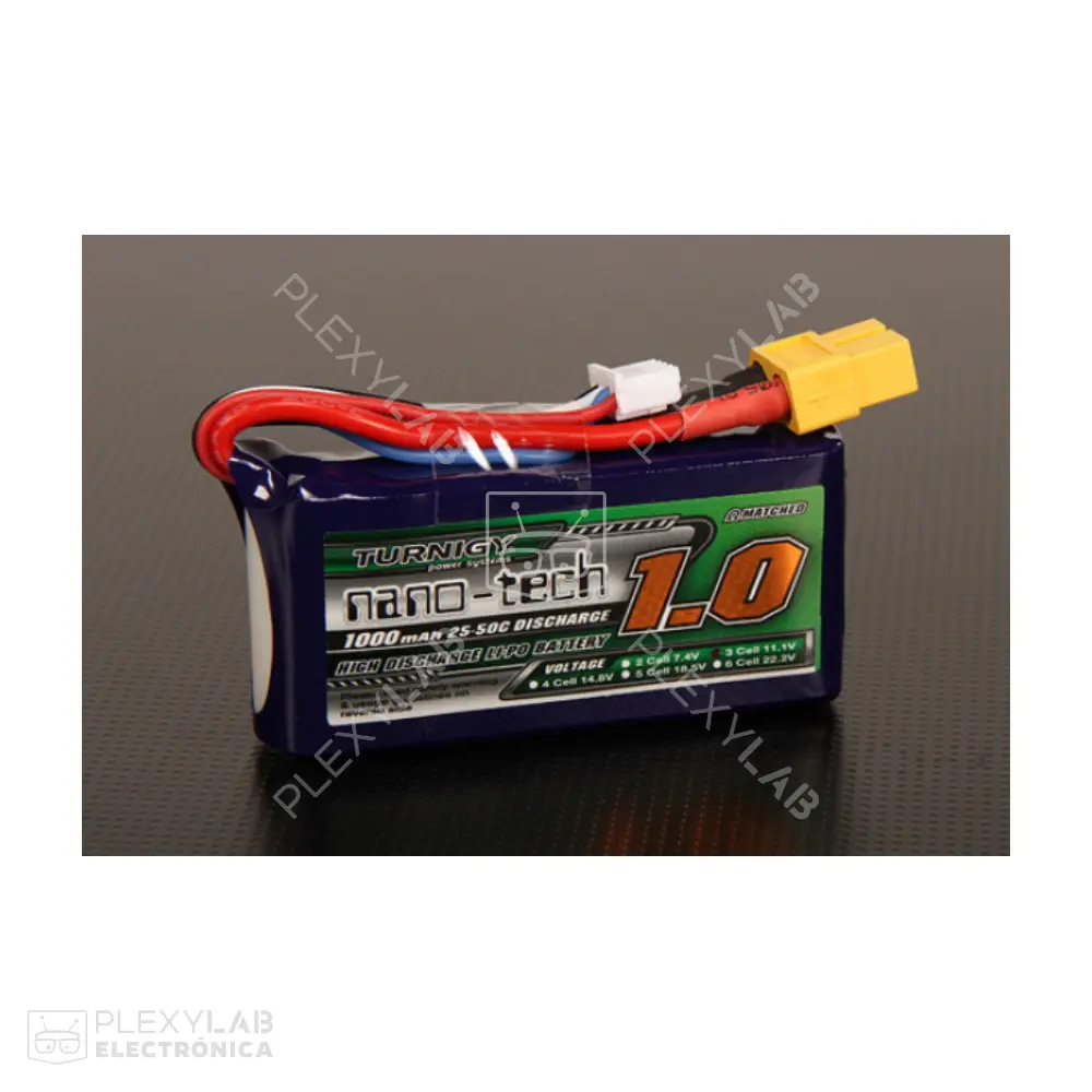 Batería de litio Lipo 3S 25-50C de 1000mAh Turnigy Nano-Tech de 11.1V 3 celdas 