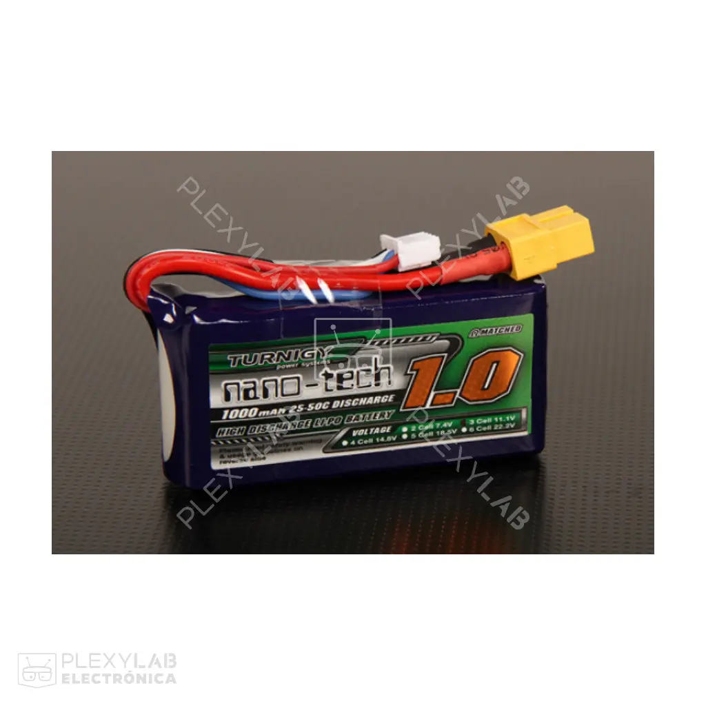 Batería de litio Lipo 3S 25-50C de 1000mAh Turnigy Nano-Tech de 11.1V 3 celdas 