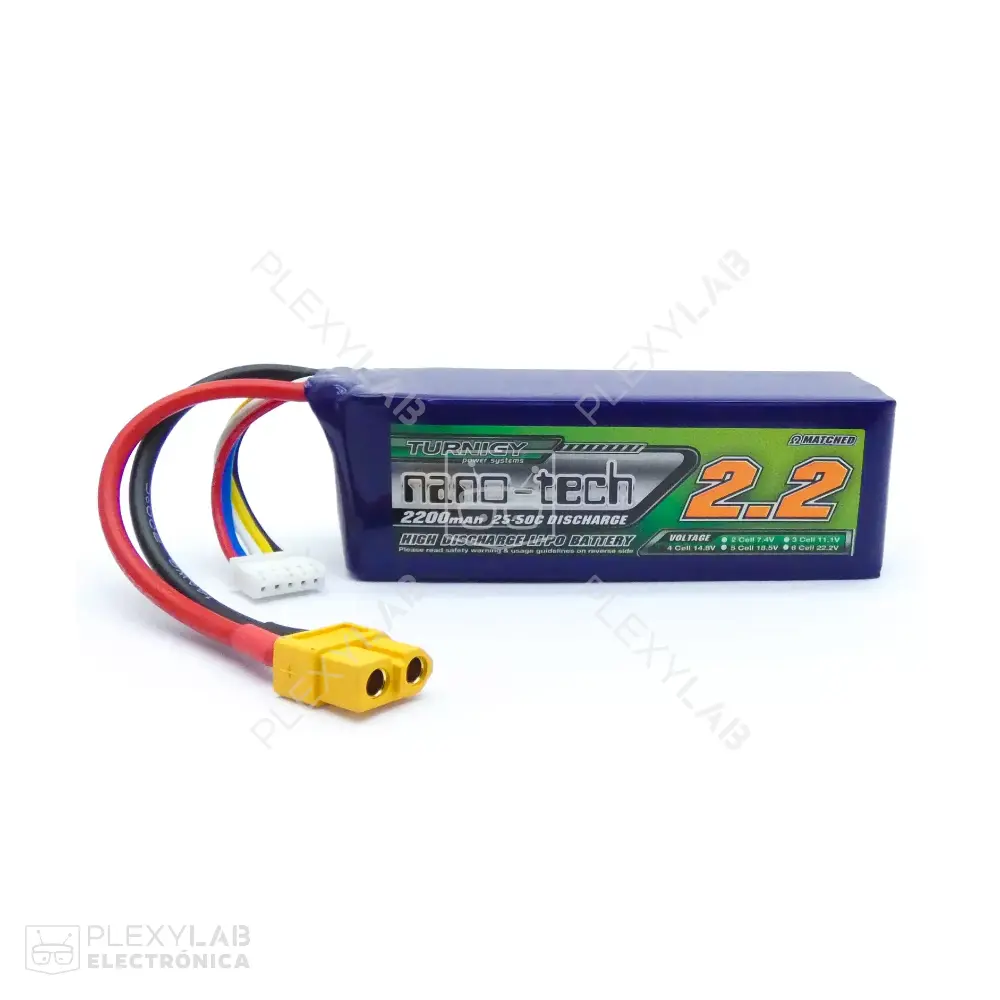 Batería de litio Lipo 4S 25-50C de 2200mAh Turnigy Nano-Tech de 14.8V 4 celdas 