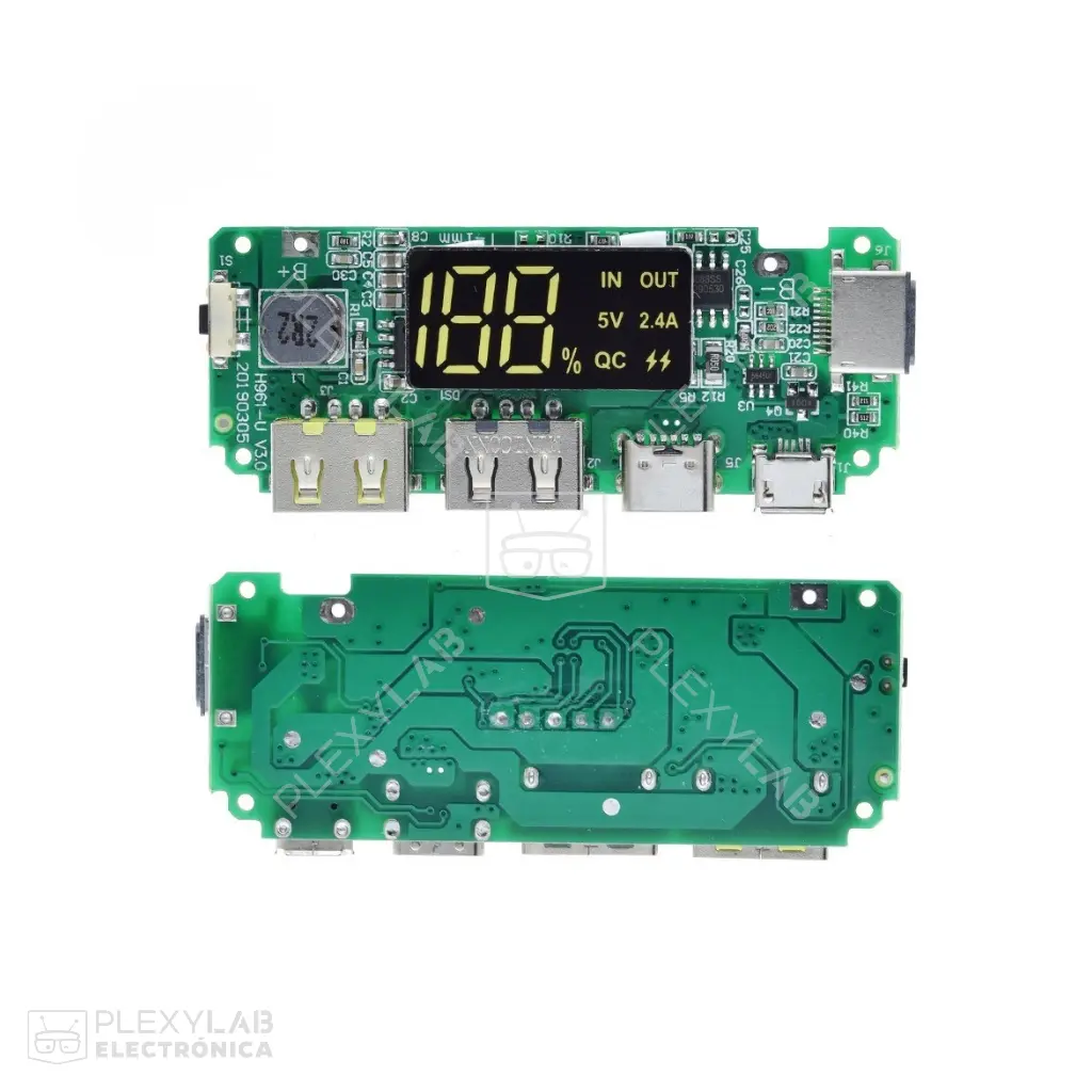 Módulo cargador Power Bank USB Dual 5V 2.4A, con Micro USB y USB Tipo C, circuito de protección integrado, para baterías de litio 18650
