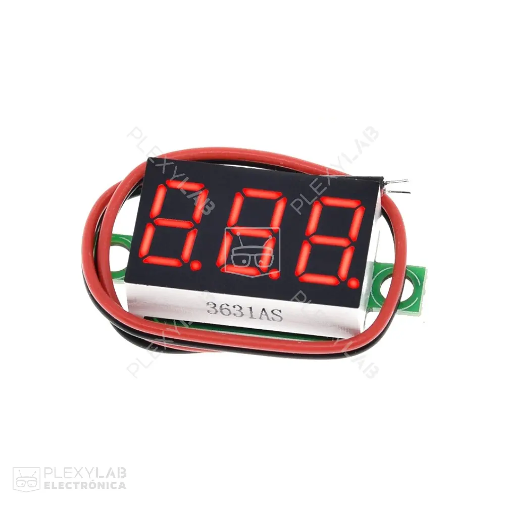 Módulo voltímetro digital pantalla LED color Rojo de 0.36 pulgadas, para medición de voltaje en autos, motos y vehículos