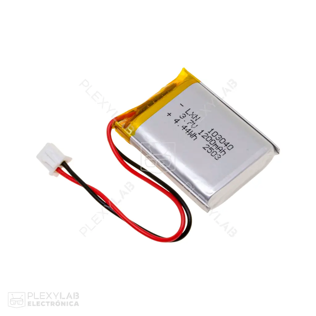 103040-1S 1200mAh 1S 3.7V 2C 4.44Wh Batería Li-Ion LiPo Litio de 1 celda conector XH2.54