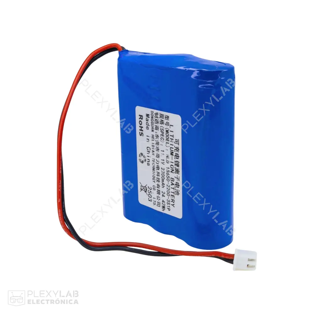 18650-3S1P 2200mAh 3S 1C 11.1V 24.42Wh Batería Li-Ion Litio de 3 celdas conector XH2.54