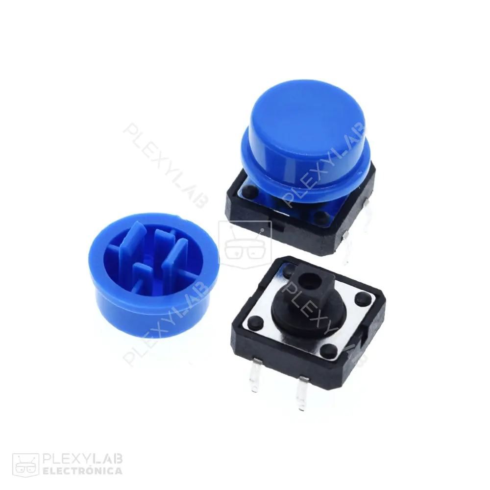 Pulsante pulsador de 4 pines con tapa 12x12x7 mm