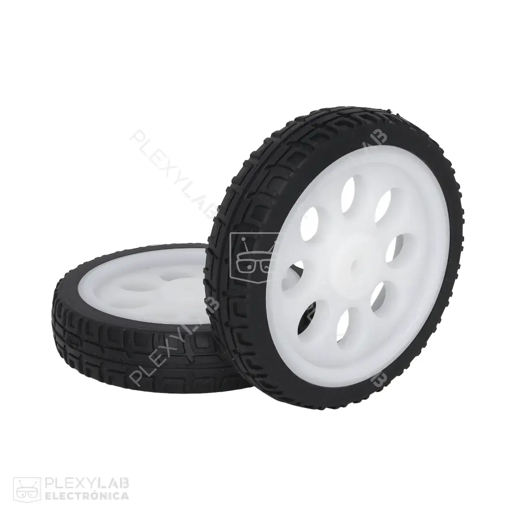 Llanta rueda para motor amarillo de 65x15 mm color blanco/negro 
