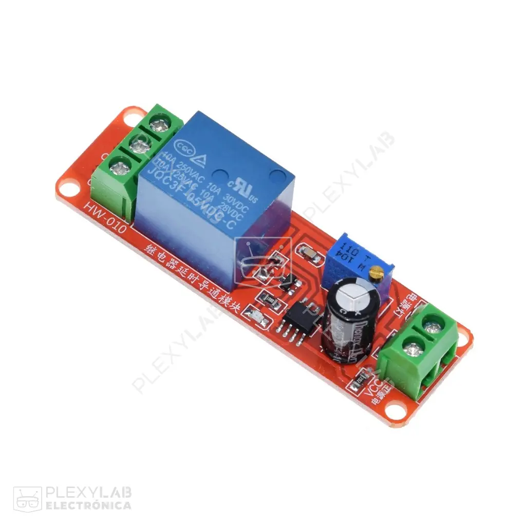 Módulo relé de 5V con retardo NE555 ajustable con potenciómetro