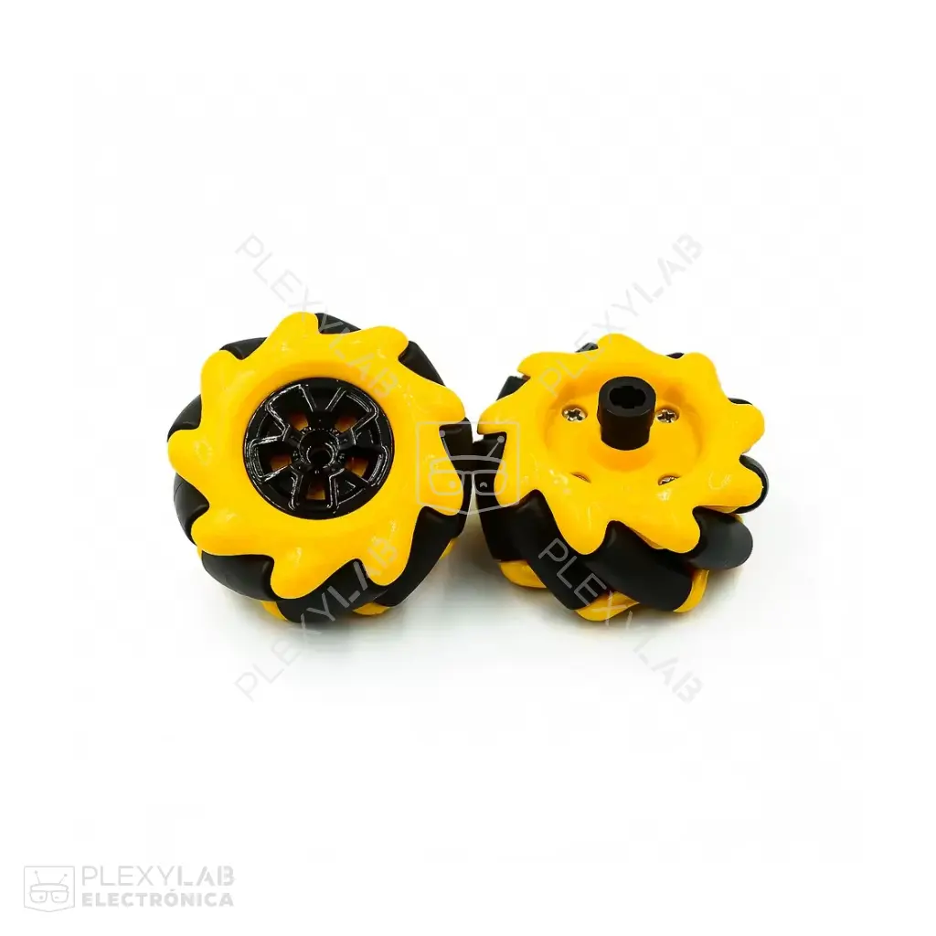 Par de llantas, ruedas (R&L) omnidireccional omniwheel mecanum compatible con motor TT
