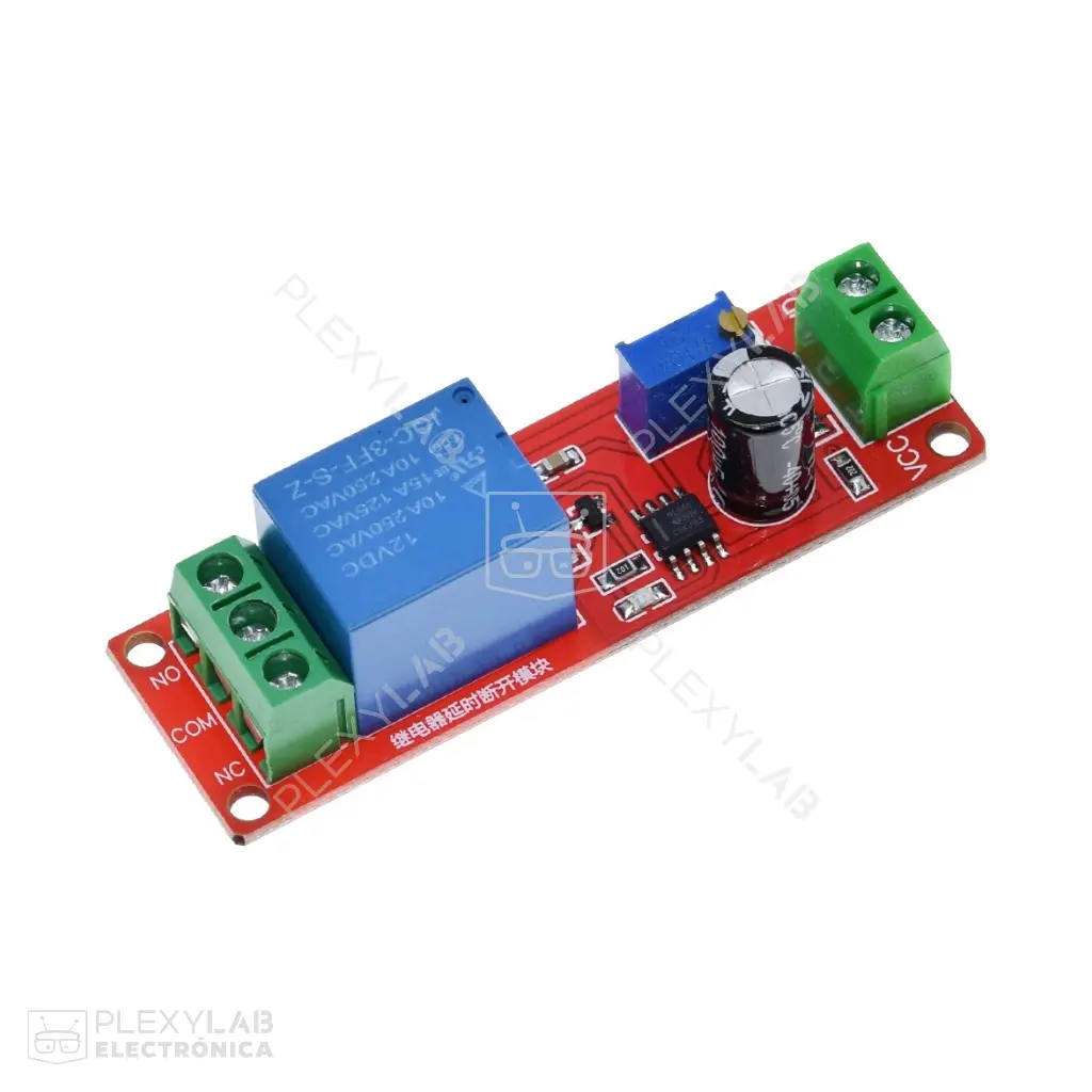 Módulo relé de 12V con retardo NE555 ajustable con potenciómetro