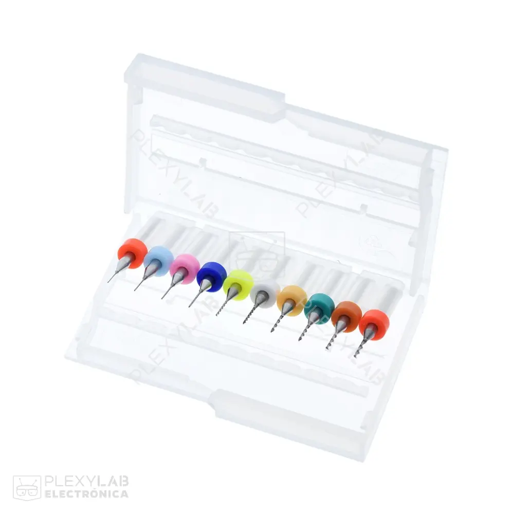 Juego de 10 brocas para CNC de 0.3 mm a 1.2 mm 