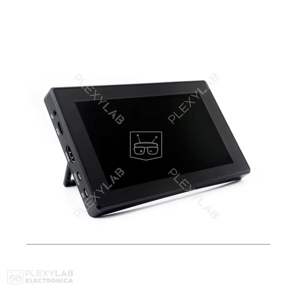 Pantalla LCD táctil capacitiva de 7" de 1024x600 IPS con case, compatible con Raspberry Pi