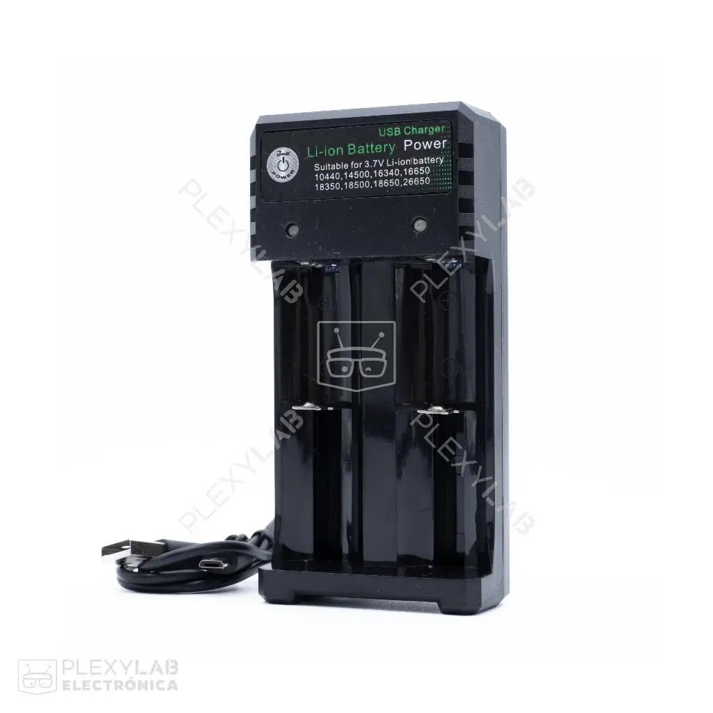 Cargador para baterías de litio 18650 de 3.7V 2 slots BH-042100-02U