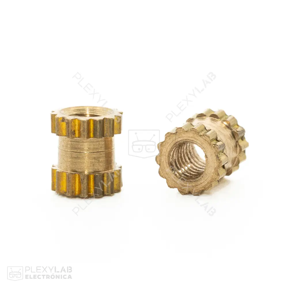 Inserto roscado latón M2 x 4mm para plástico, tuerca insertable de precisión 