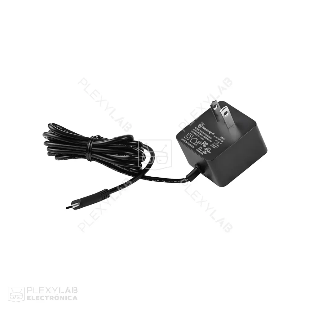 Fuente, cargador oficial para Raspberry Pi 4B, 5.1V 3A | PLEXYLAB