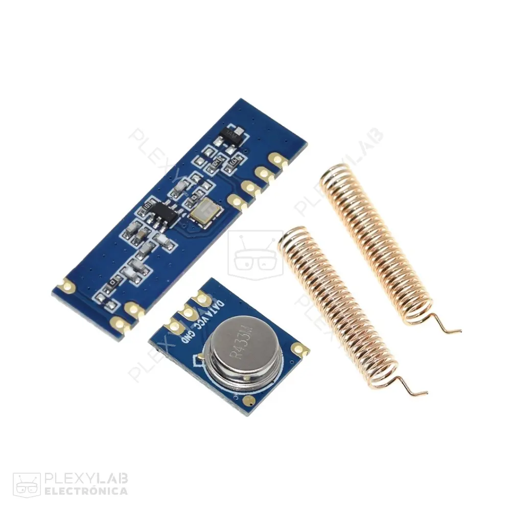 Par módulos receptor y transmisor de 433 MHz ASK, incluye Transmisor STX882, ASK Receptor SRX882 y 2 antenas helicoidales de cobre